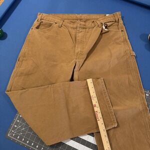 Dickies Canvas Carpenter Pants Mens 40x30 Brown 100% Cotton Work Hike Camp